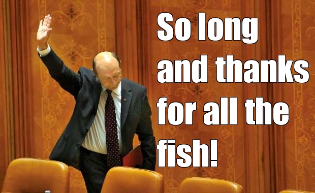 traian basescu waves goodbye